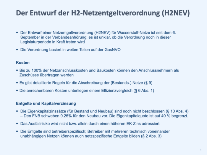 H2NEV Wasserstoff Entgeltverordnung